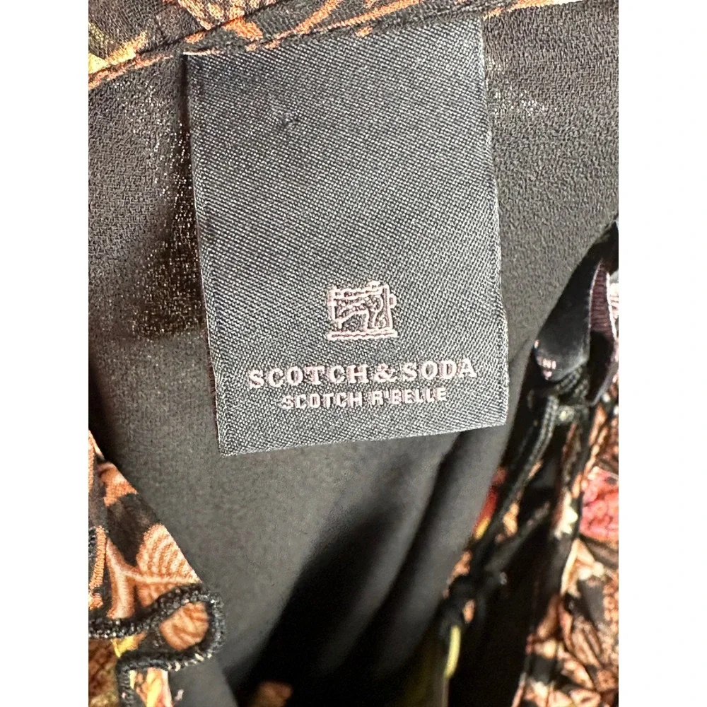 NEW Scotch & Soda Midi Dress Sz 14 Black Floral Tiered Ruffle Whimsigoth Party - Picture 9 of 15